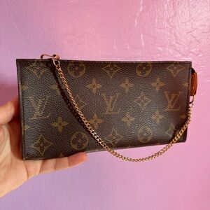 Louis Vuitton Monogram clutch with Gold Chain